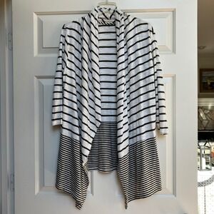 Talbots Woman Petites 1XP Open Front Striped Knit Cardigan‎ Sweater Top
